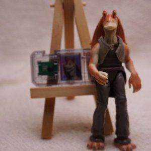 Star wars jar-jar and Destroyer droid 1998 action figures with CommTech chips